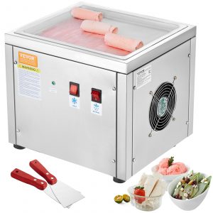 Professional Rolled Ice Machine 28x24x2 cm, stainless steel with Compressor and 2 Scrapers