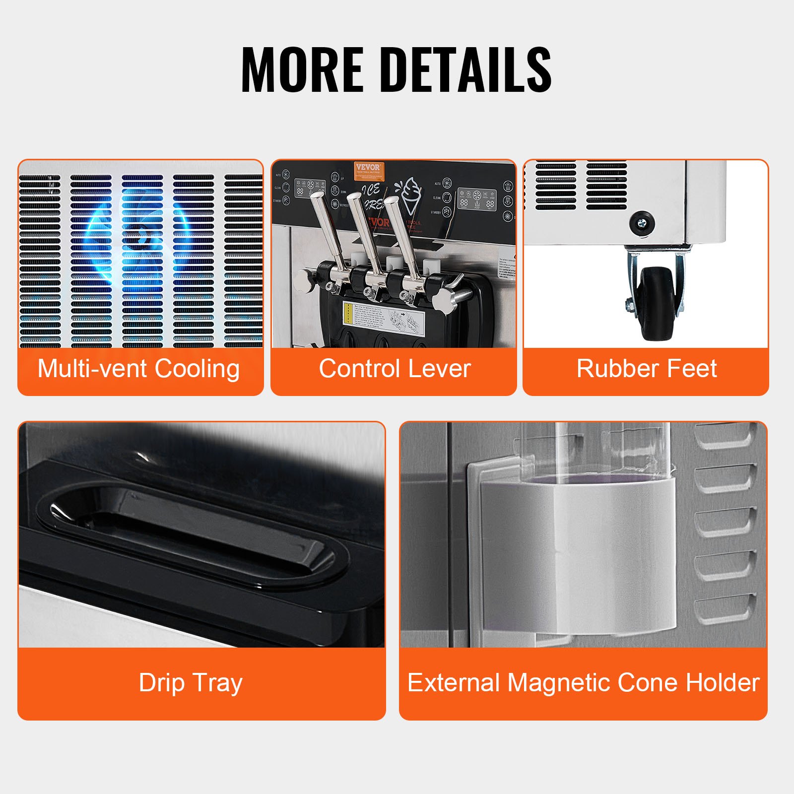 Commercial Italian Ice Machine 34-44 L/h 1850 W 3 Flavors | Hopper 2x9 L | LED Panel | Single Cylinder Operation Available | Night Refrigeration - Image 6