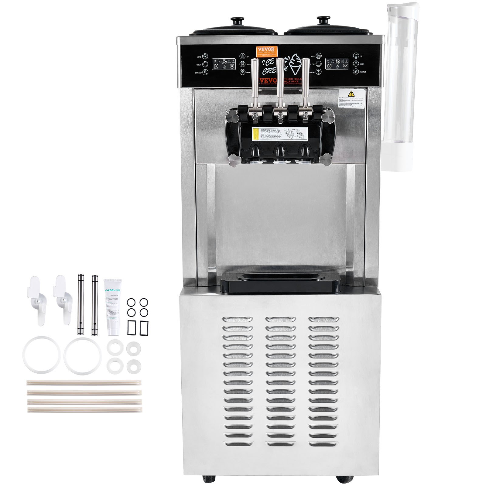 Commercial Italian Ice Machine 34-44 L/h 1850 W 3 Flavors | Hopper 2x9 L | LED Panel | Single Cylinder Operation Available | Night Refrigeration - Image 8